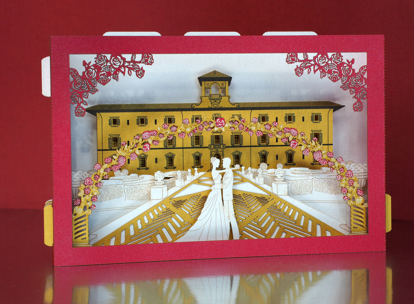 Luxury 3D Pop-Up Wedding Invitation – Villa Castelletti, Tuscany