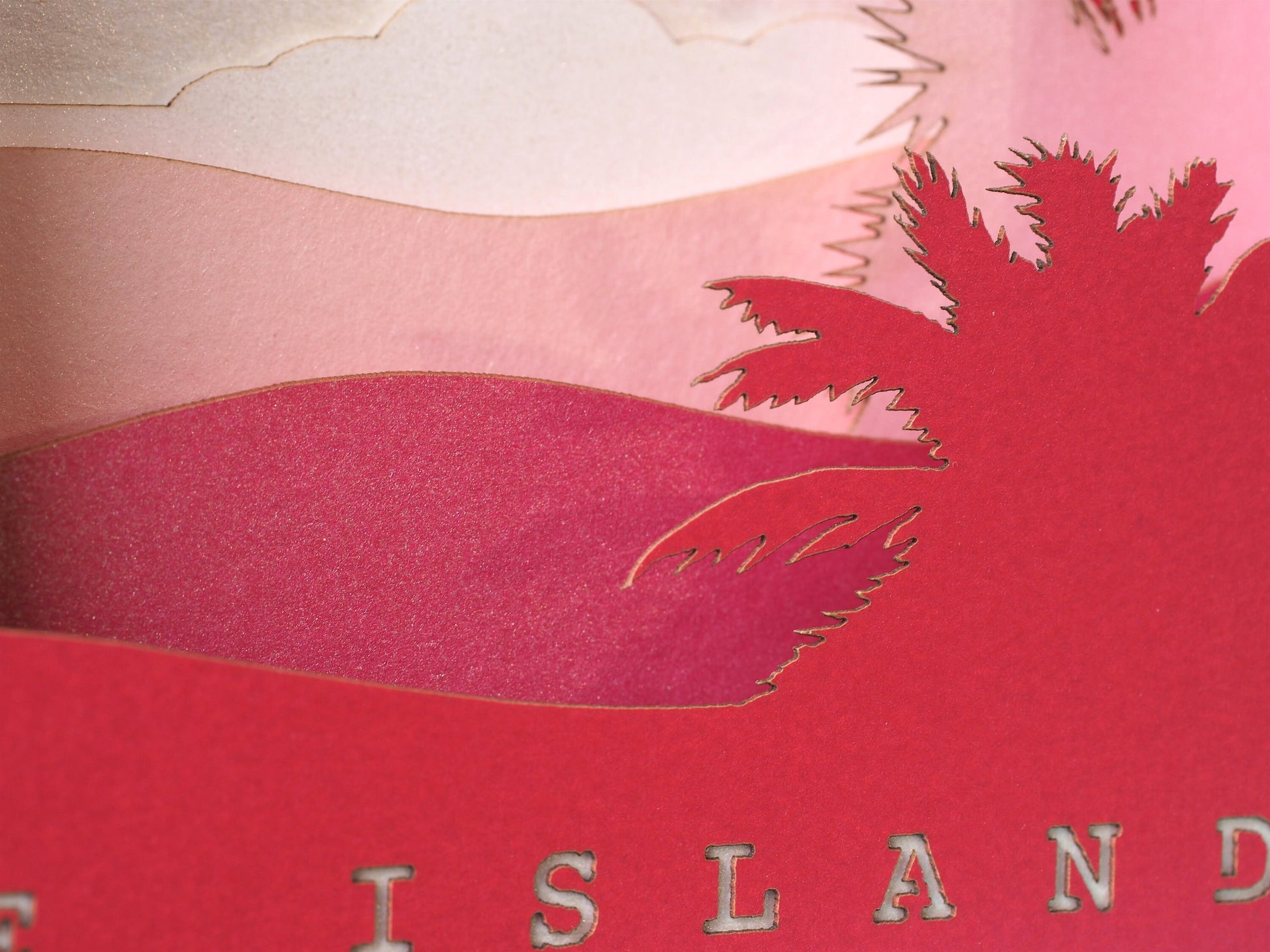 Tybee Island Chatham County, Georgia United States. Paper pop up miniature art model. Card, craft laser cut art-work. Lighthouse, sunrise