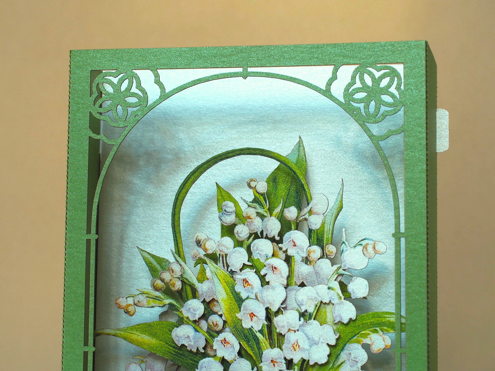 The Lilies of the Valley pop up card gift. Mother's Day gifts. The liljekonvaljs. Paper flower miniature. Her, wife Convallaria majalis