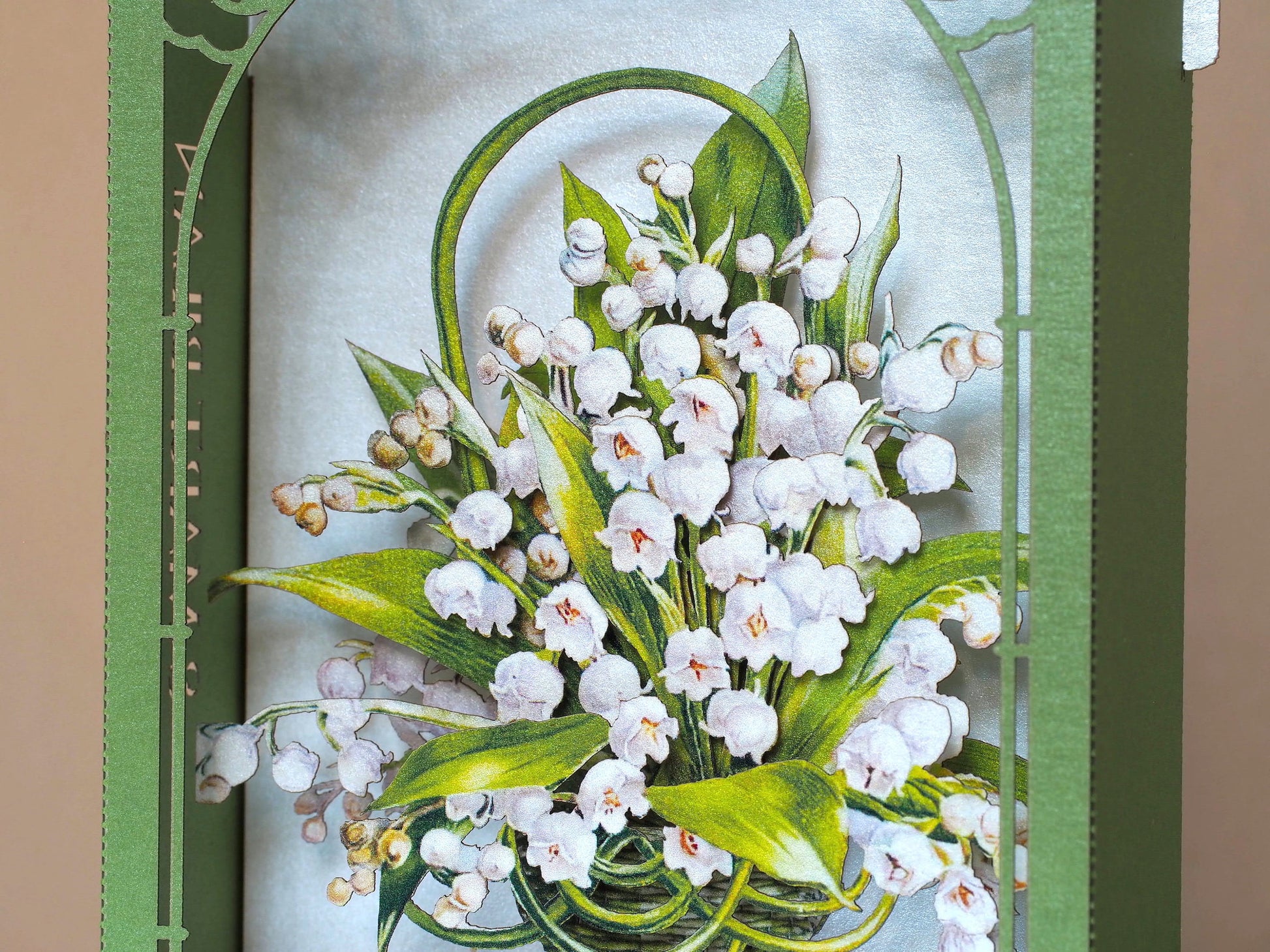 The Lilies of the Valley pop up card gift. Mother's Day gifts. The liljekonvaljs. Paper flower miniature. Her, wife Convallaria majalis