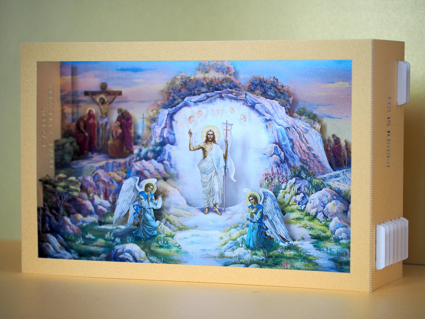 Jesus Christ has Risen. Easter pop up card. Resurrection Icon. Paper cards. Happy Blessed Easter miniature 3d laser cut shadow box.