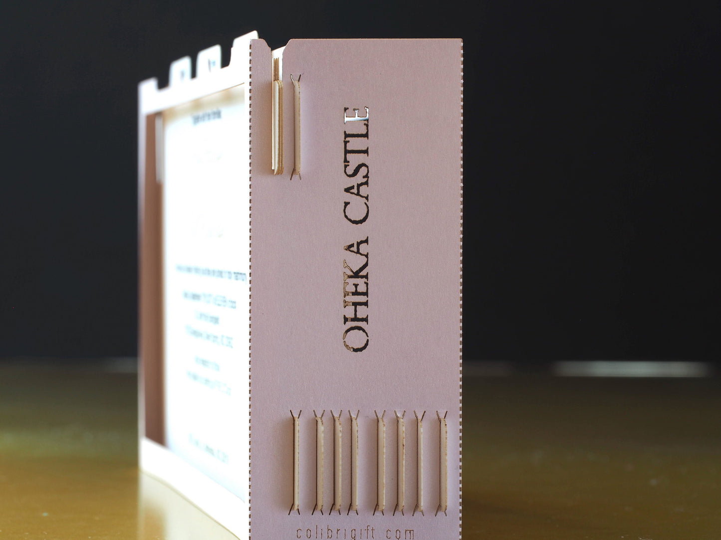 Oheka Castle wedding invitations. Marriage venue. USA weddings. Pop up paper miniature Palace. Laser cut 3d box with RSVP. Huntington, NY
