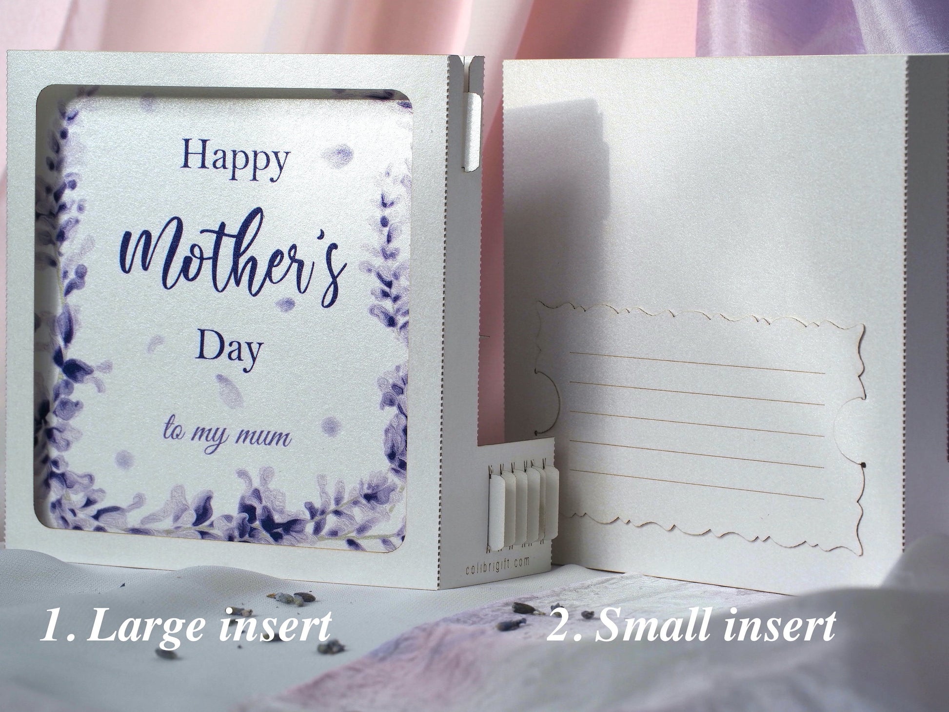 Lavender bouquet pop up card. Birthday, I love you card. Miss you. Mother's Day greeting. Paper 3d miniature flowers. Provence Gift For her