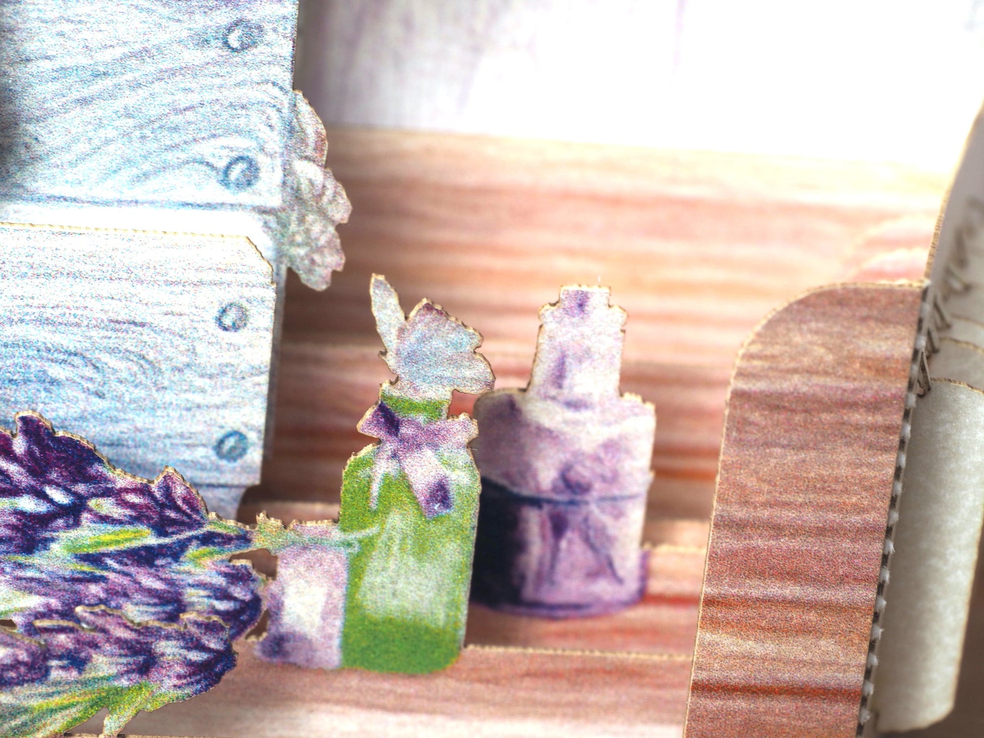 Lavender bouquet pop up card. Birthday, I love you card. Miss you. Mother's Day greeting. Paper 3d miniature flowers. Provence Gift For her