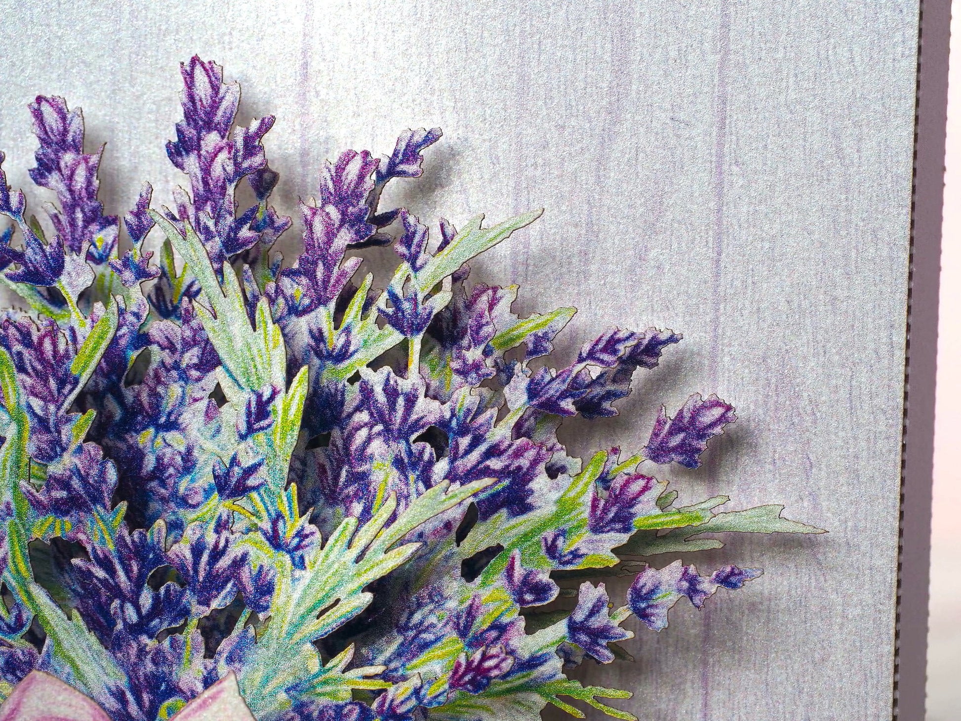 Lavender bouquet pop up card. Birthday, I love you card. Miss you. Mother's Day greeting. Paper 3d miniature flowers. Provence Gift For her