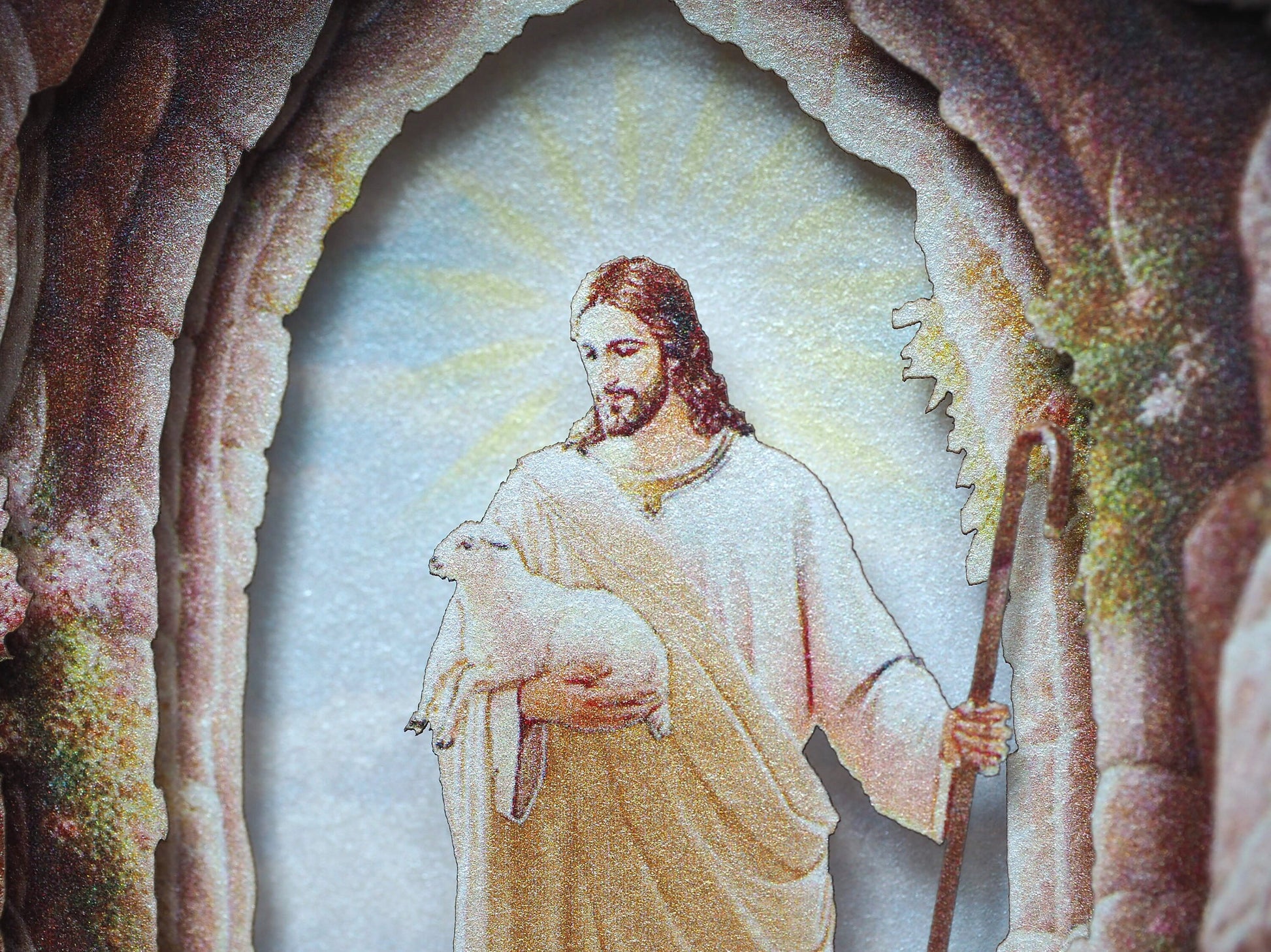 Christian 3D Pop-Up Card featuring Jesus Good Shepherd - Church Greetings, Prayer Art, Person, Church
