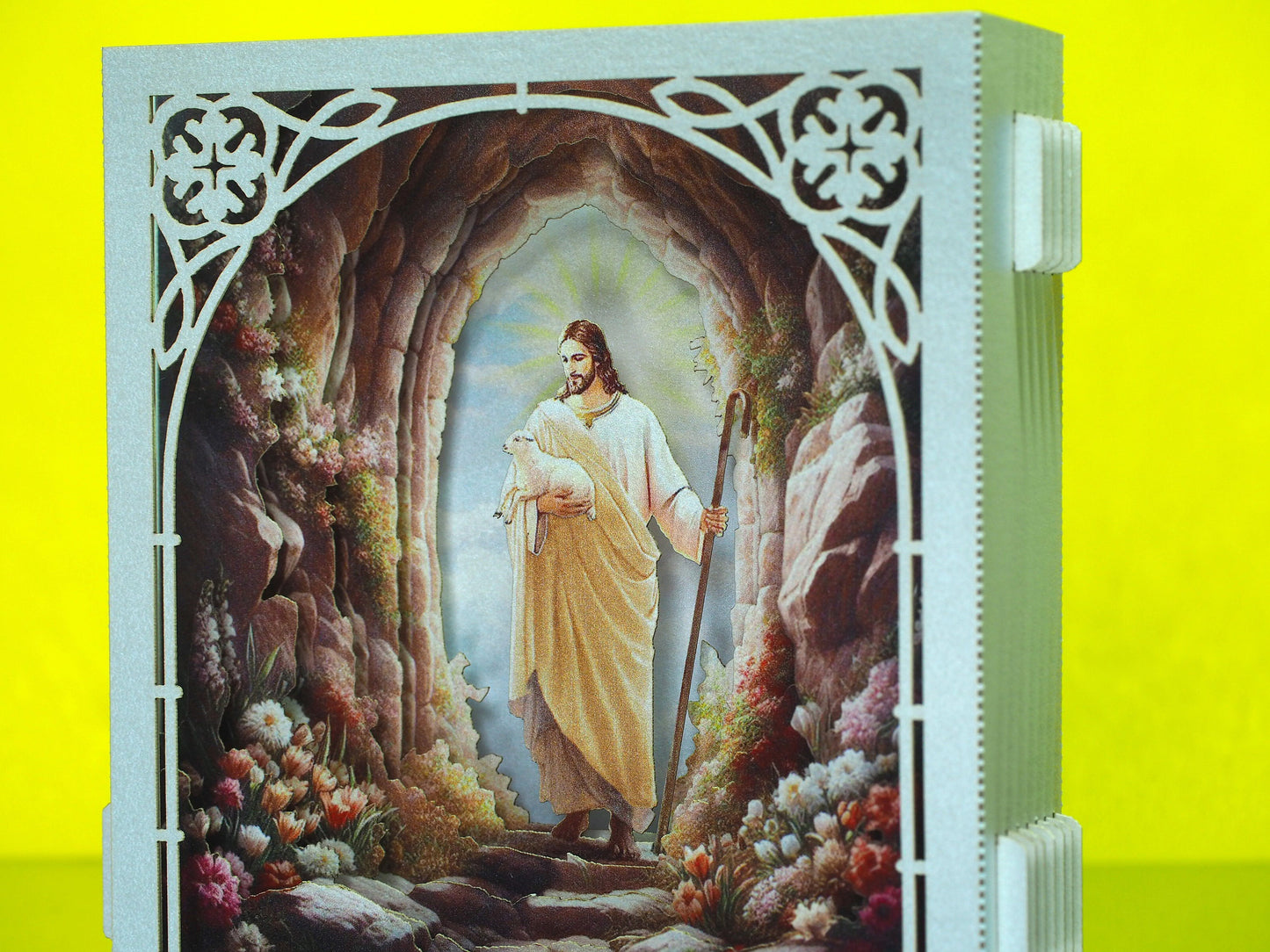 Christian 3D Pop-Up Card featuring Jesus Good Shepherd - Church Greetings, Prayer Art, Person, Church