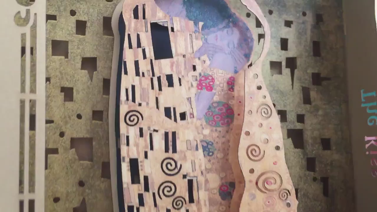 Love gift. Art Gift Gustav Klimt The Kiss. Paper pop up card. For Her, wife, bride, girlfriend. Birthday kirigami. Miss you! Thinking of you