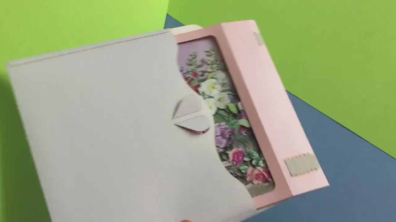 Flowers bouquet paper pop up miniature. Her, women, mother. Roses, mallow, hydrangea, delphinium. Vase, rose. Birthday card. Love flower 3d