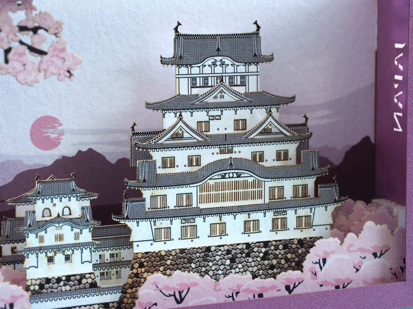 Japan Hineji Castle. Paper pop up card. Laser cut 3d box miniature. Kirigami - ColibriGift