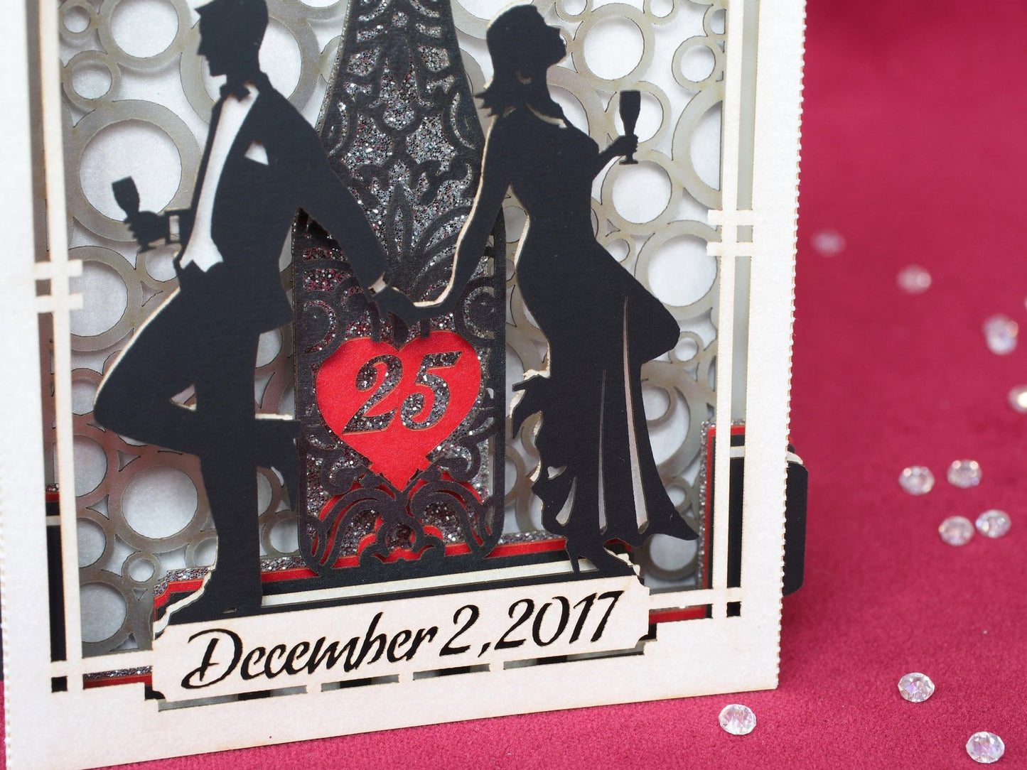 Anniversary / Wedding invitation with the heart and figures pop-up card - ColibriGift