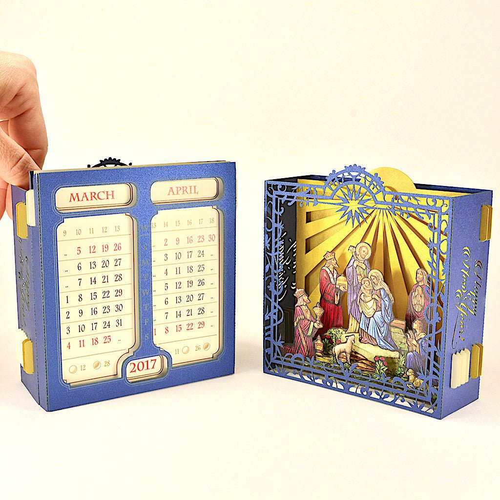 Calendar Card Jesus Birth theme, Holy Night, Christmas gift pop-up card - ColibriGift