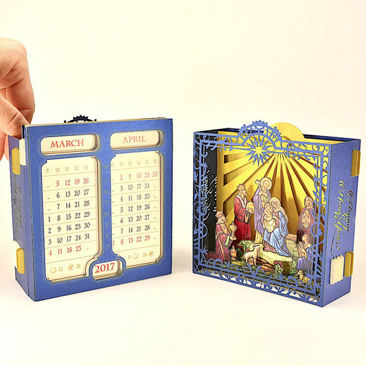 Calendar Card Jesus Birth theme, Holy Night, Christmas gift pop-up card - ColibriGift