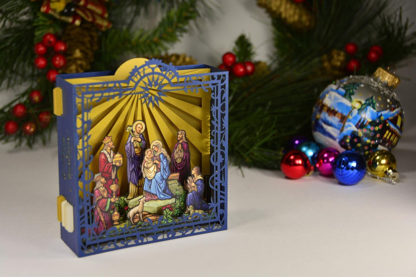 Calendar Card Jesus Birth theme, Holy Night, Christmas gift pop-up card - ColibriGift