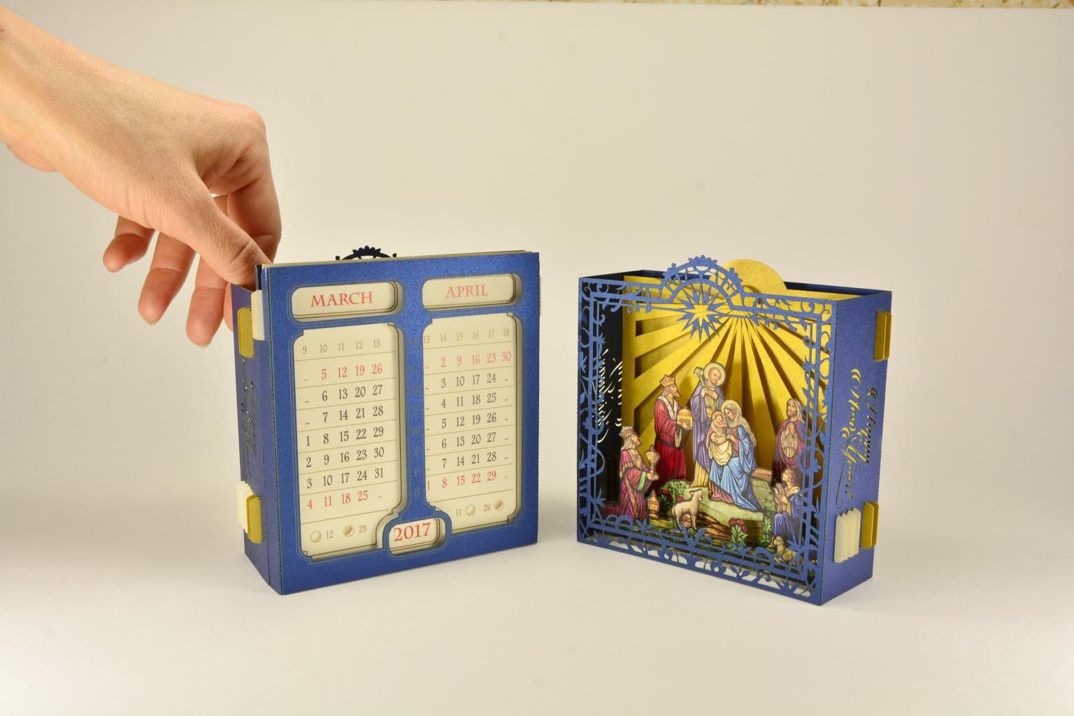 Calendar Card Jesus Birth theme, Holy Night, Christmas gift pop-up card - ColibriGift