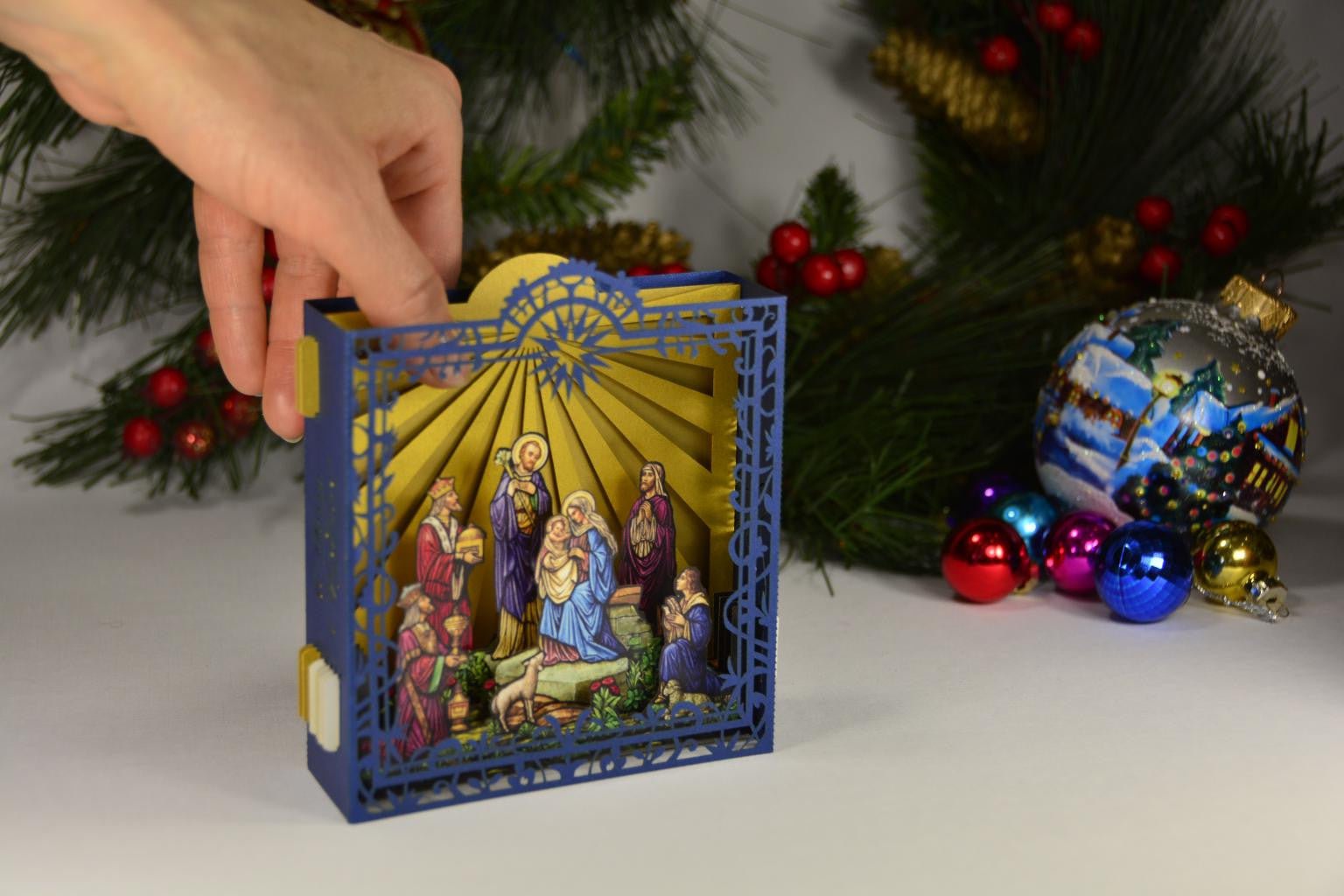 Calendar Card Jesus Birth theme, Holy Night, Christmas gift pop-up card - ColibriGift