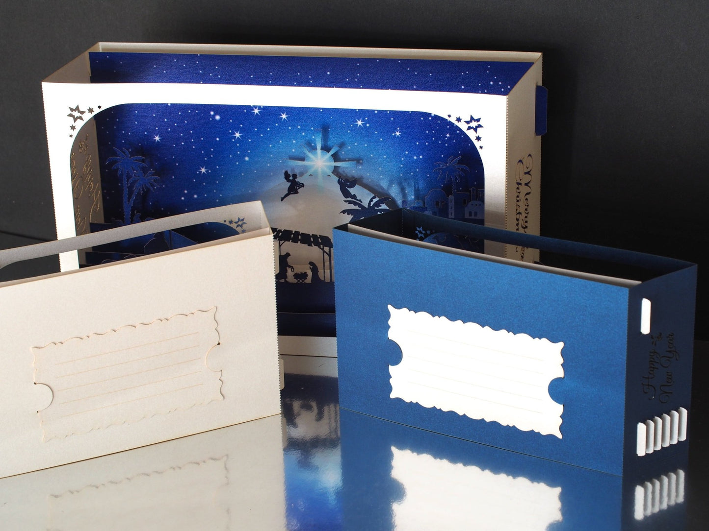Christmas Nativity Crib pop up cards. Paper laser cut 3d model box with the Holy Night Scene, Jesus Birth. - ColibriGift