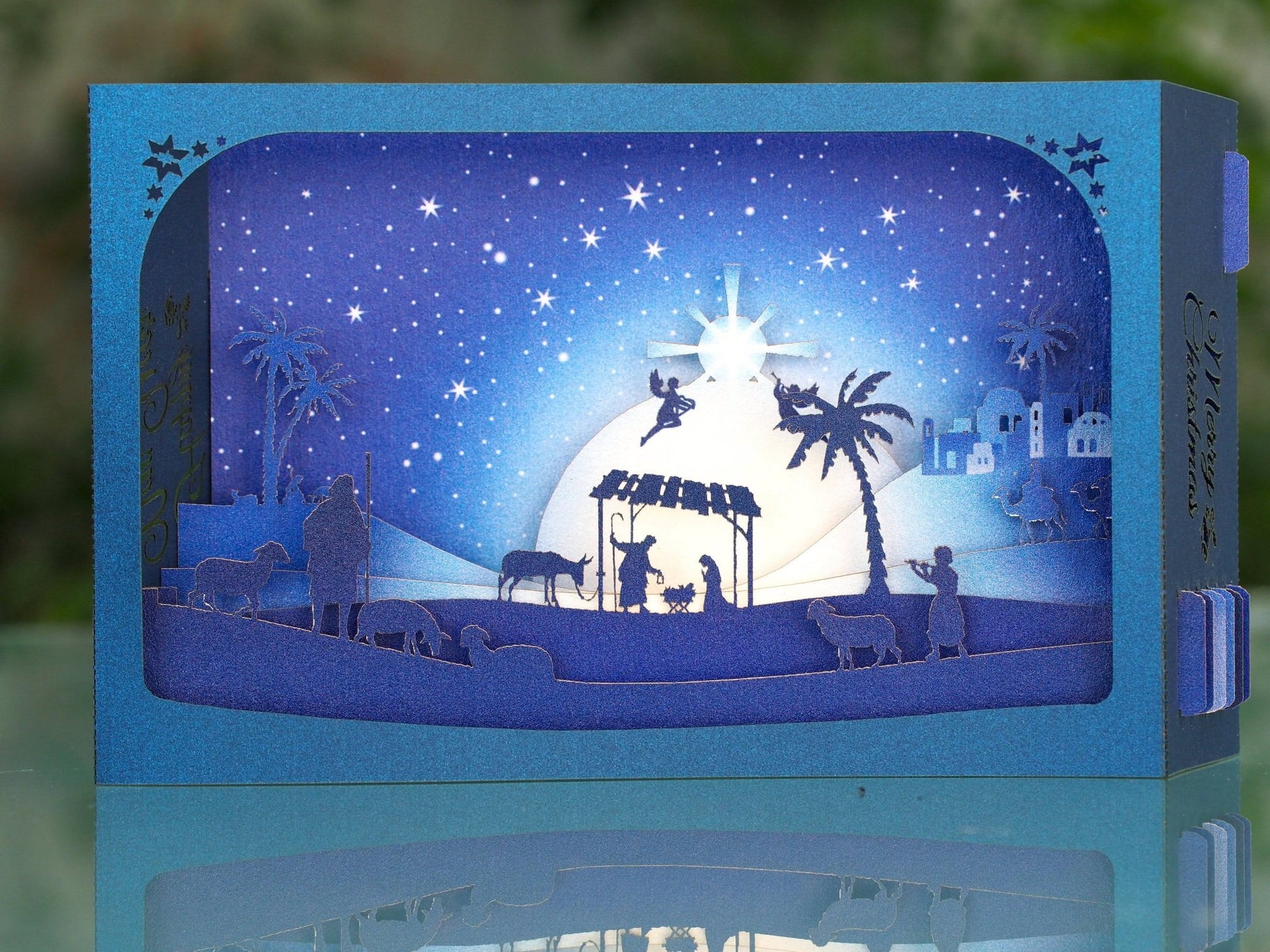 Christmas Nativity Crib pop up cards. Paper laser cut 3d model box with the Holy Night Scene, Jesus Birth. - ColibriGift