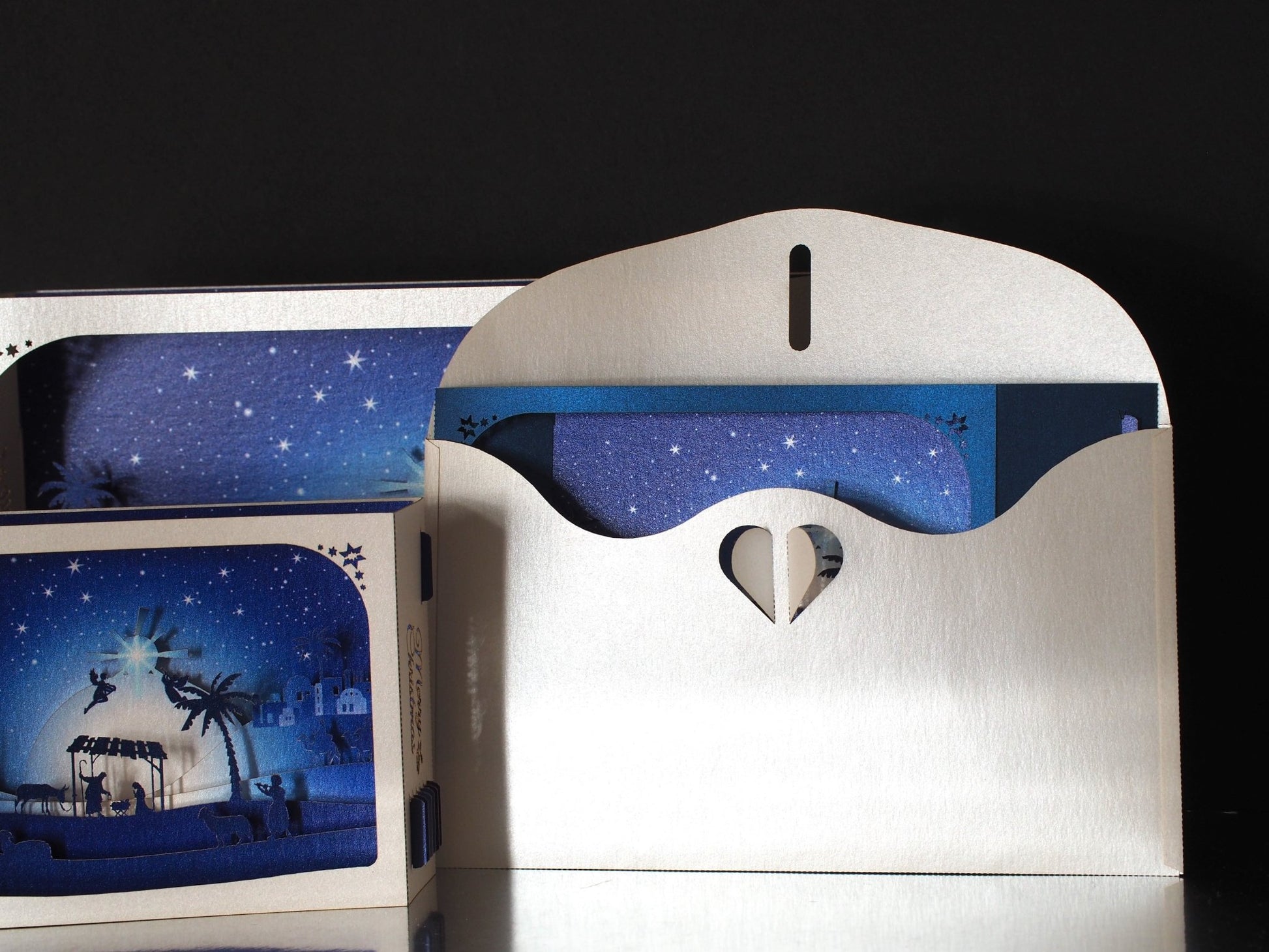 Christmas Nativity Crib pop up cards. Paper laser cut 3d model box with the Holy Night Scene, Jesus Birth. - ColibriGift