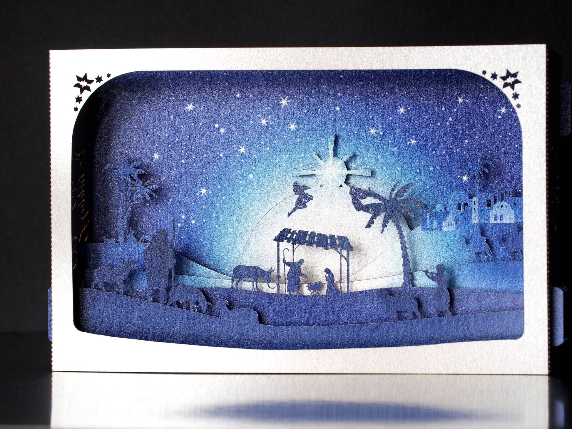 Christmas Nativity Crib pop up cards. Paper laser cut 3d model box with the Holy Night Scene, Jesus Birth. - ColibriGift