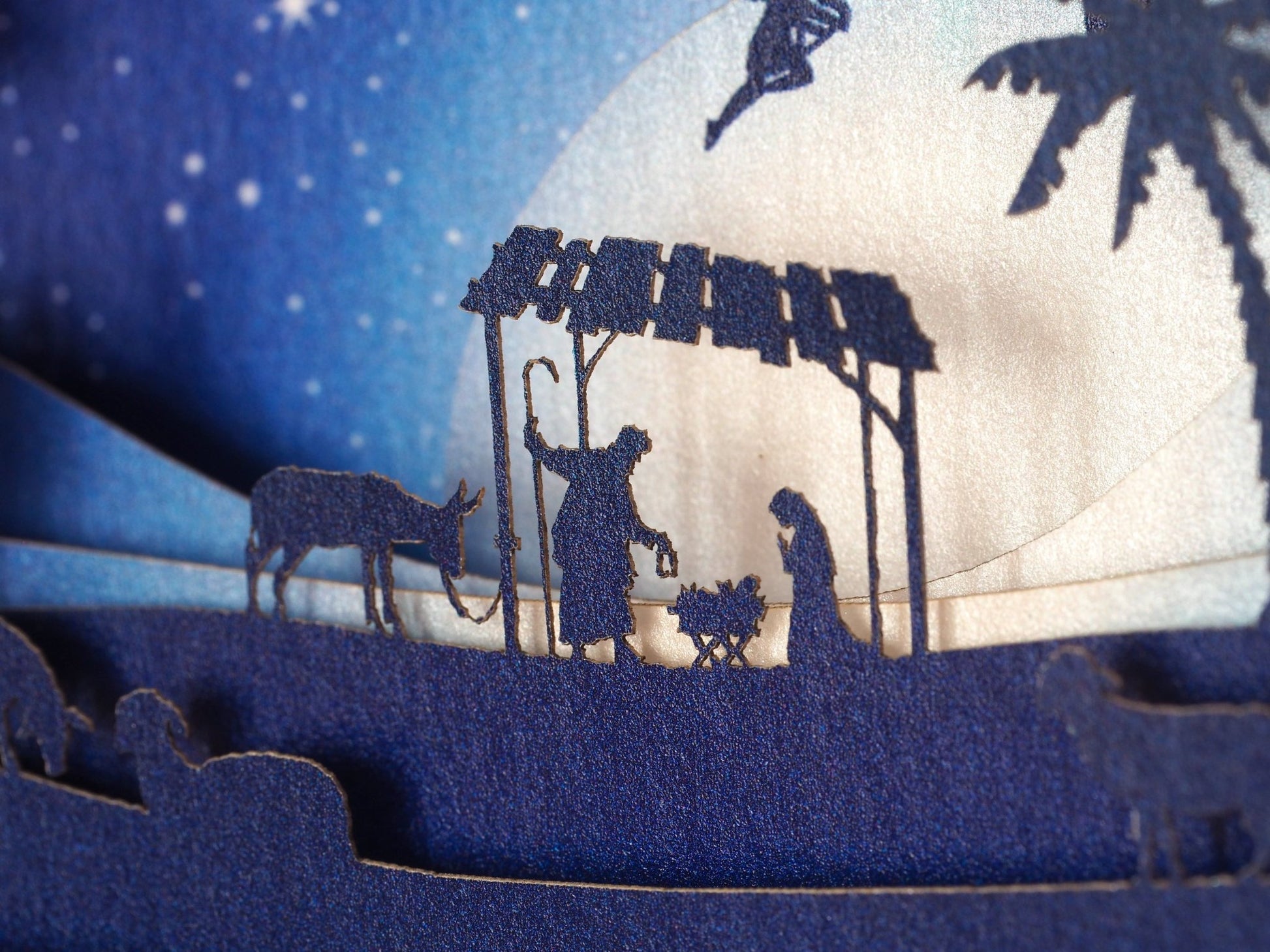 Christmas Nativity Crib pop up cards. Paper laser cut 3d model box with the Holy Night Scene, Jesus Birth. - ColibriGift