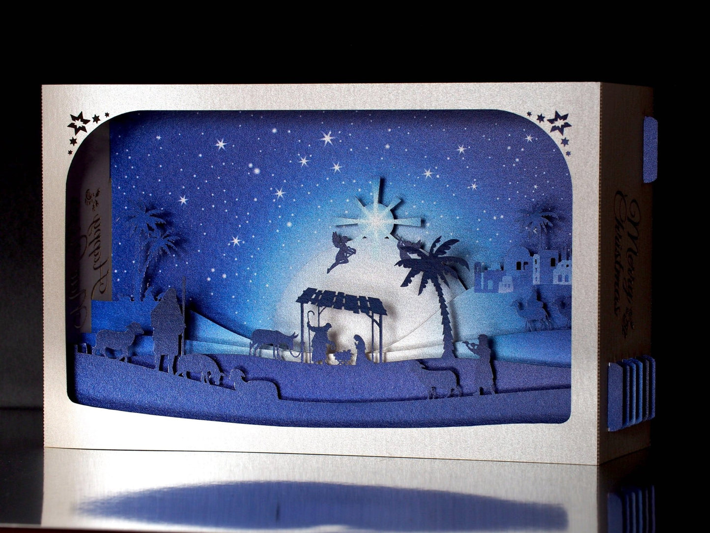Christmas Nativity Crib pop up cards. Paper laser cut 3d model box with the Holy Night Scene, Jesus Birth. - ColibriGift