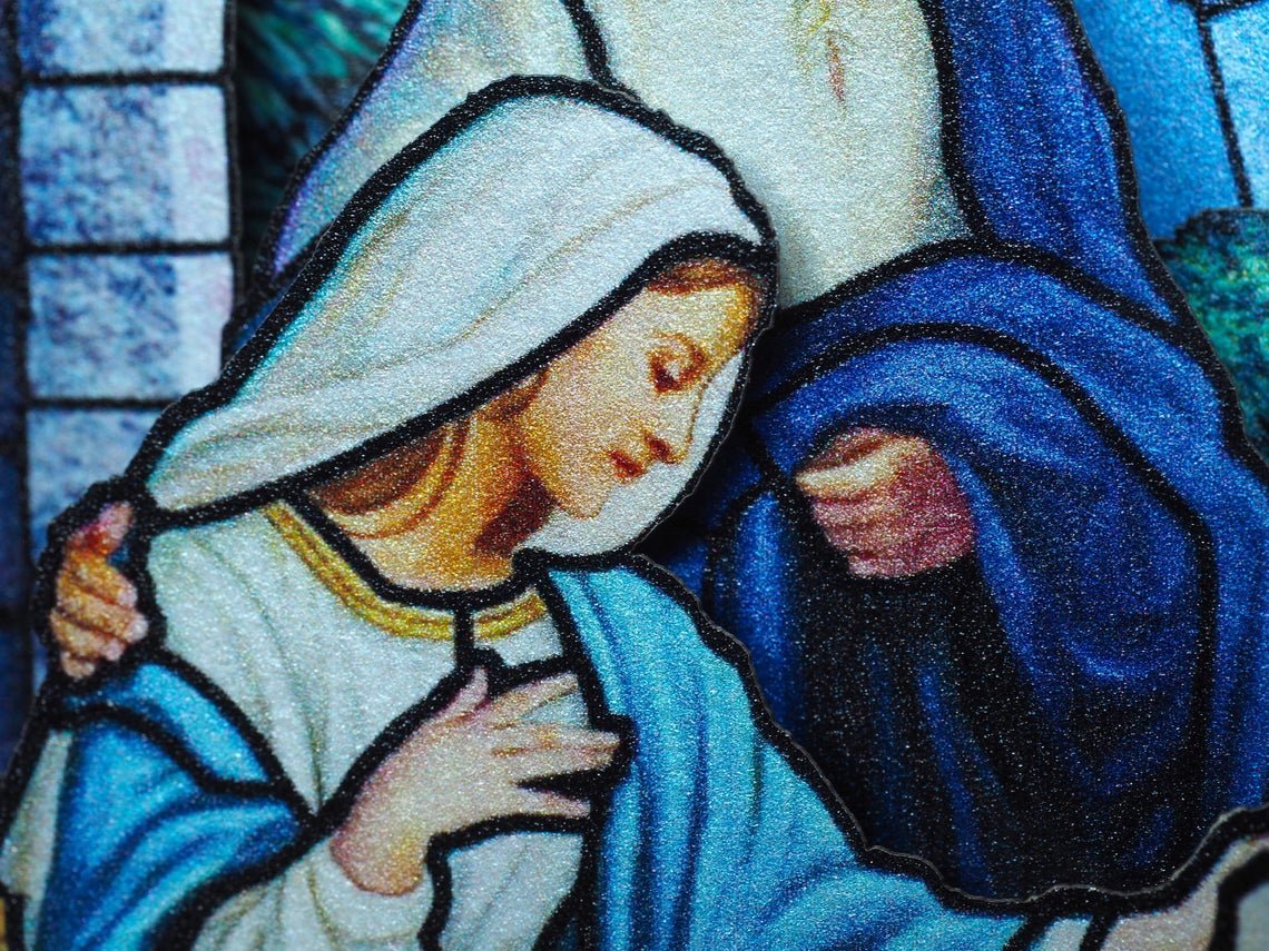Christmas pop-up card Christmas Crib Nativity scene, Baby Jesus, Mother Mary, Angels, Holy Star - ColibriGift