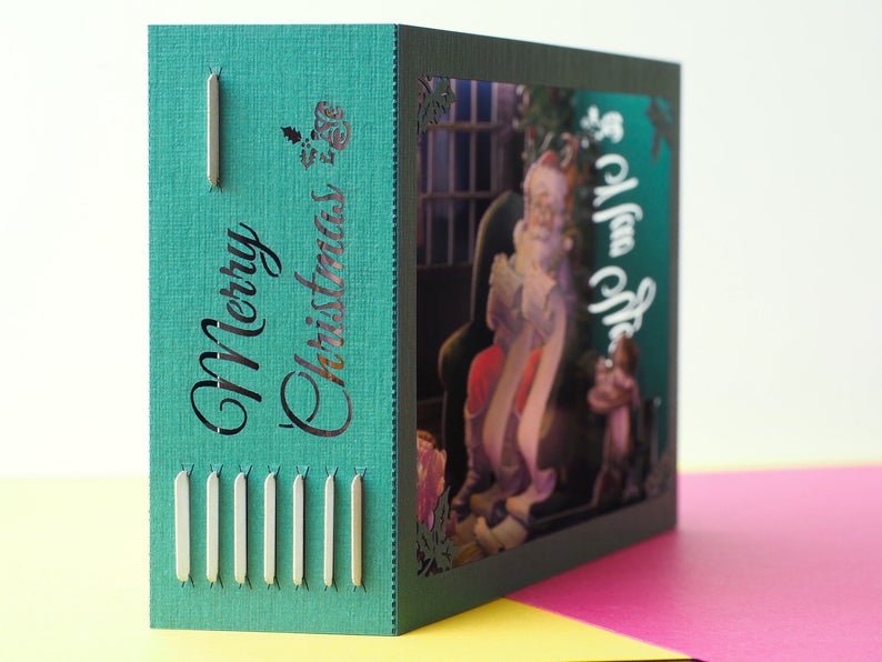Christmas pop-up card Santa workshop house - ColibriGift
