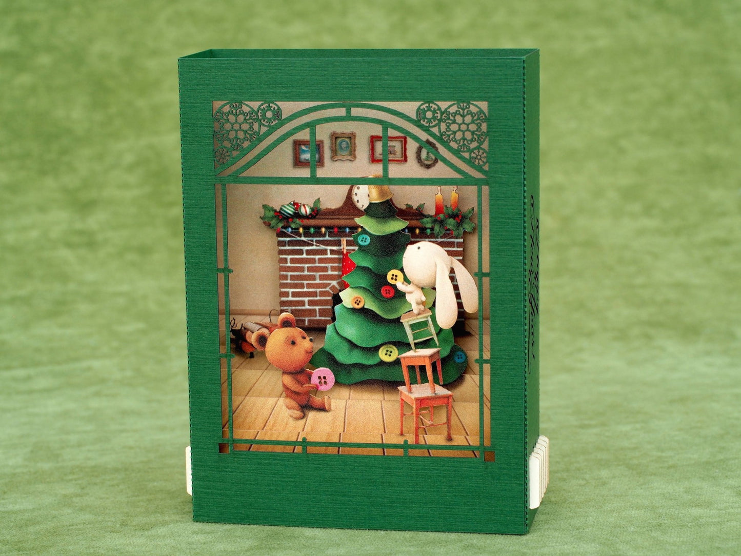 Christmas pop-up card Teddy bear and Rabbit - ColibriGift