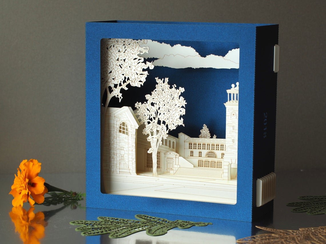 Corporate the School of Architecture, The University of Notre Dame, Walsh Family Hall pop-up card, promo card - ColibriGift