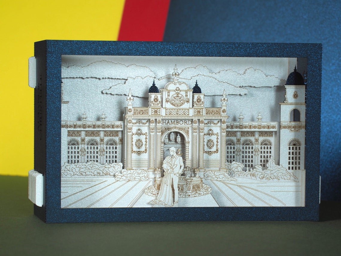Custom Design Wedding Card - Wedding Castle, bride and groom pop-up card - ColibriGift
