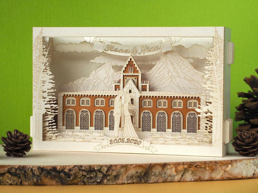 Custom wedding invitation Bad Reichenhall Germany Deutschland pop-up card - ColibriGift