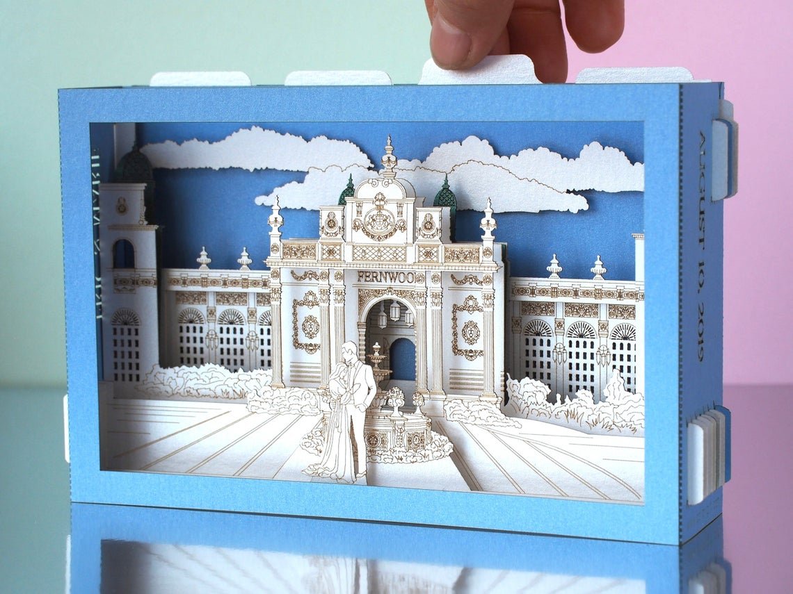 Custom wedding invitation Philippines Fernwood Garden pop-up card - ColibriGift