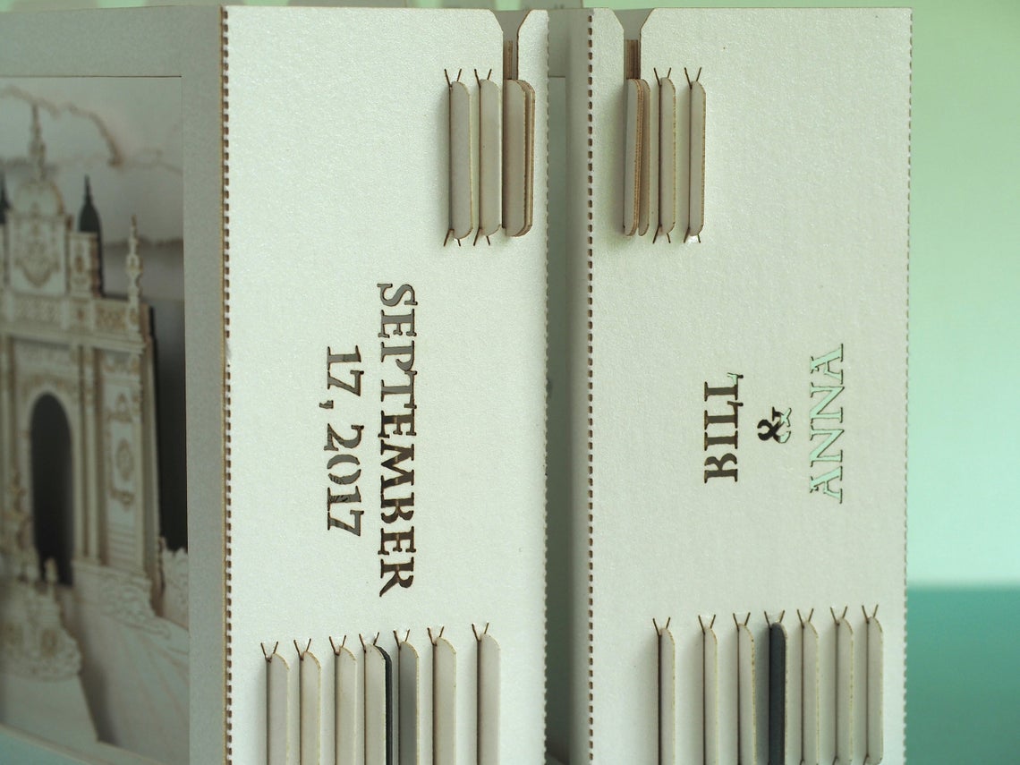 Custom wedding invitation Philippines Fernwood Garden pop-up card - ColibriGift