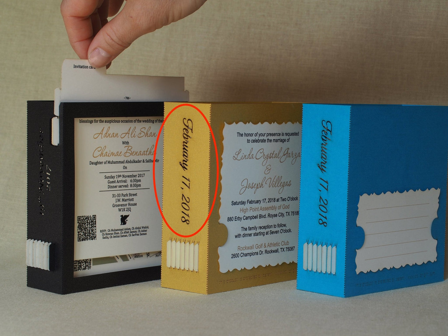 Custom wedding invitation pop-up cards with Beach Palm Arch - ColibriGift