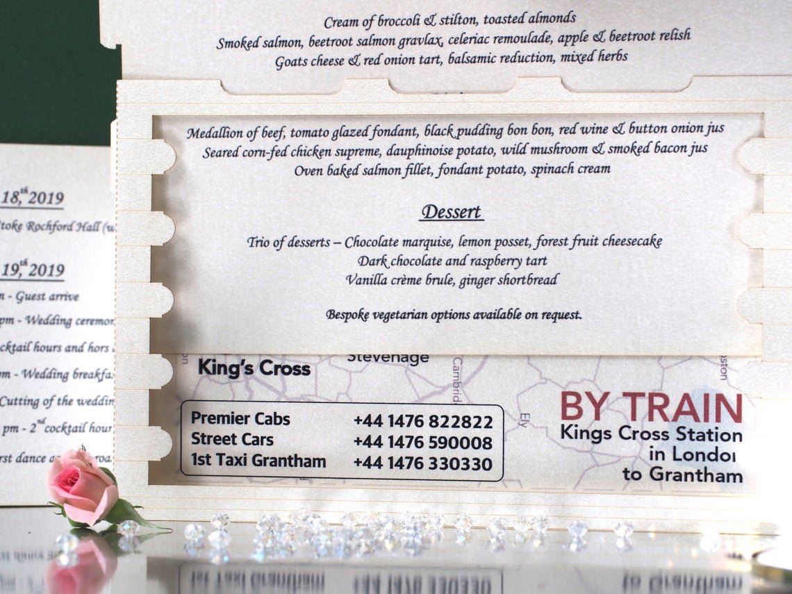 Custom wedding invitation Stoke Rochford Hall in Lincolnshire England pop-up card - ColibriGift