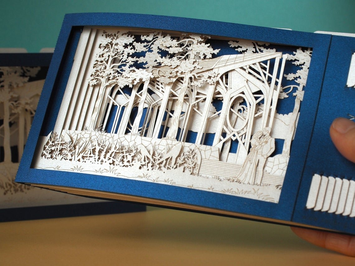 Custom wedding invitation the Anthony Chapel Complex at Garvan Woodland Gardens pop-up card - ColibriGift