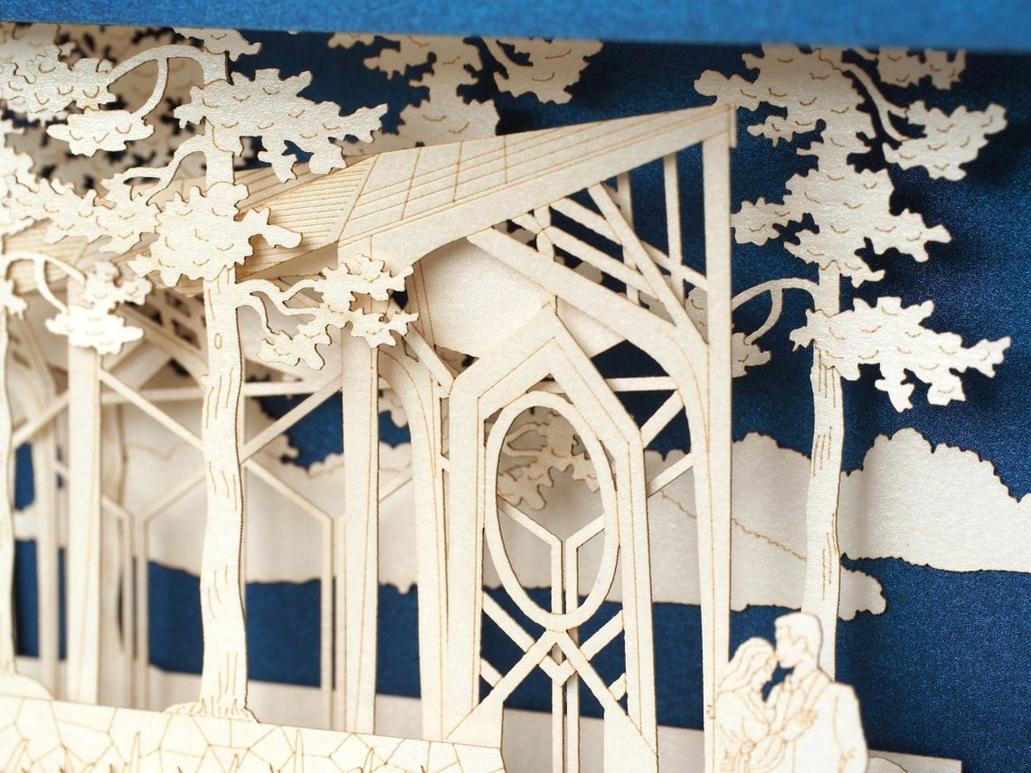 Custom wedding invitation the Anthony Chapel Complex at Garvan Woodland Gardens pop-up card - ColibriGift