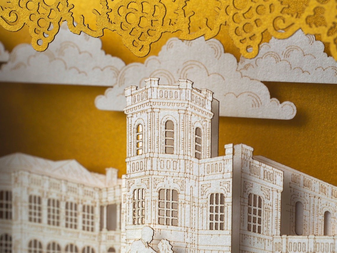 Custom wedding invitation Vineyards Chateau Mukhrani Georgia Tbilisi pop-up card - ColibriGift