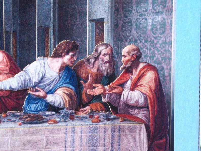Easter Gift The Last Supper of Jesus with his apostles. Pop up paper art miniature Leonardo da Vinci painting. - ColibriGift