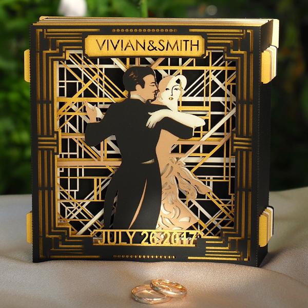 Great Gatsby Wedding Invitations pop-up cards - ColibriGift