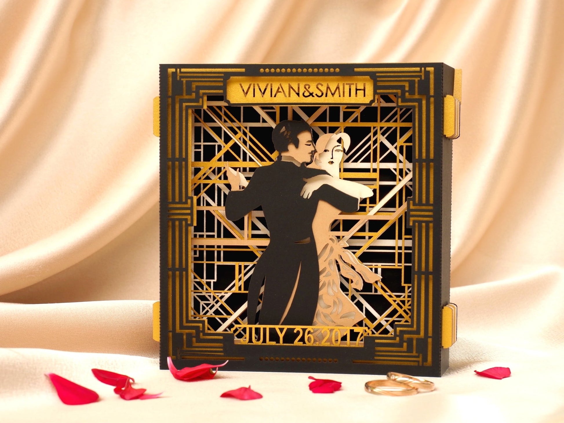 Great Gatsby Wedding Invitations pop-up cards - ColibriGift