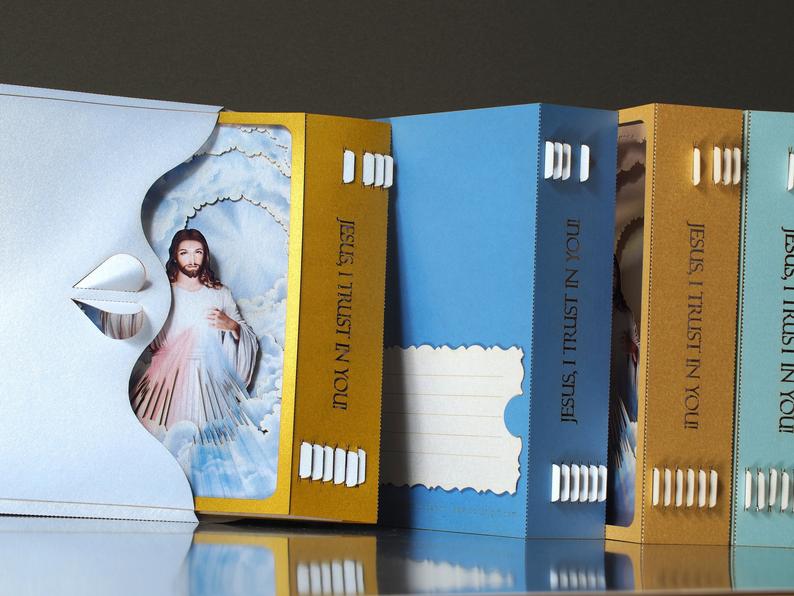 Jesus I trust in You Icon. Pop up card. Divine Mercy Prayer Cards. God. Religious cards, gifts. - ColibriGift