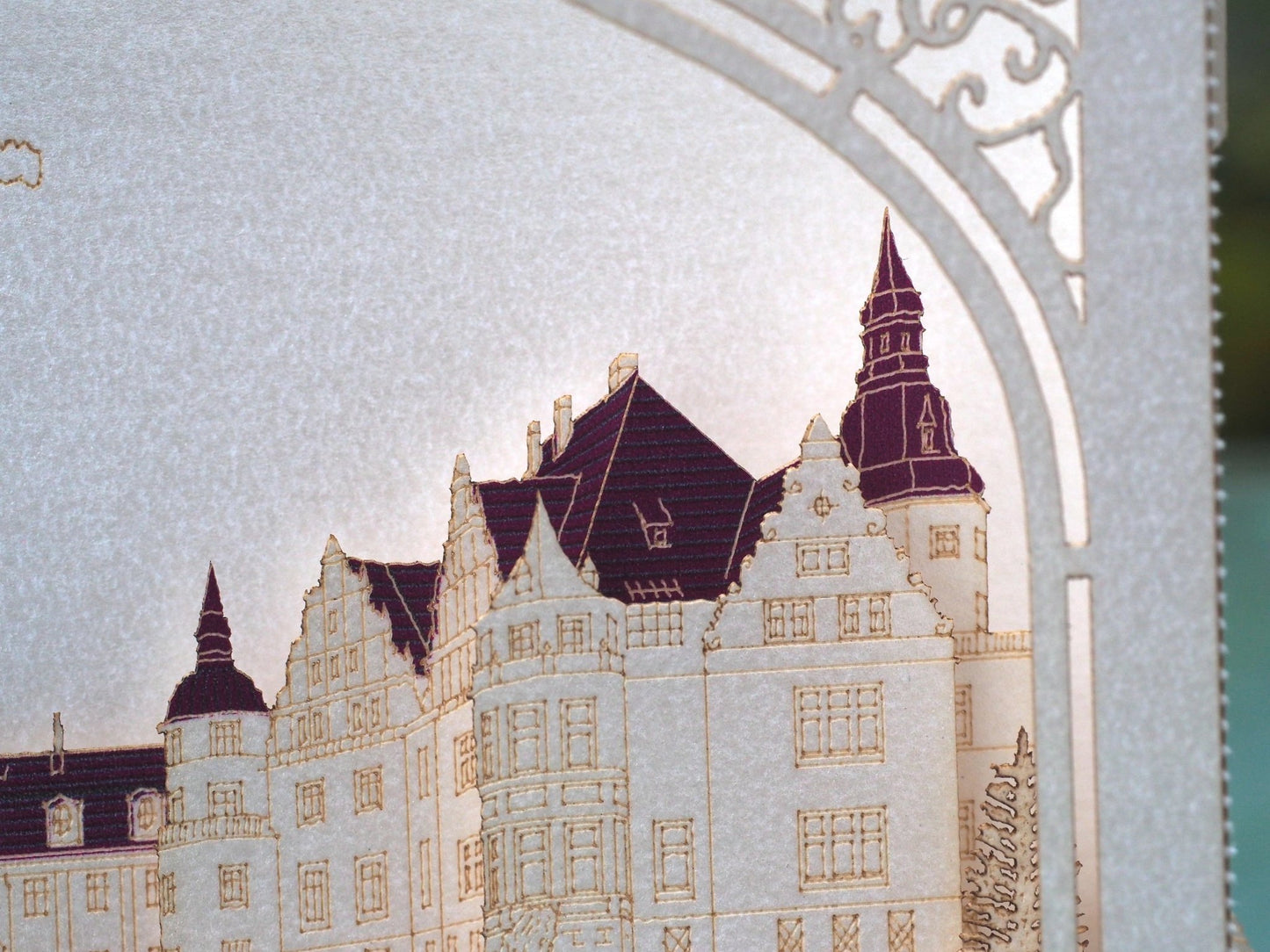 Moszna Castle wedding pop up invitation card. Paper pop up RSVP invite. Polish Pałac w Mosznej, Schloss Moschen- ColibriGift