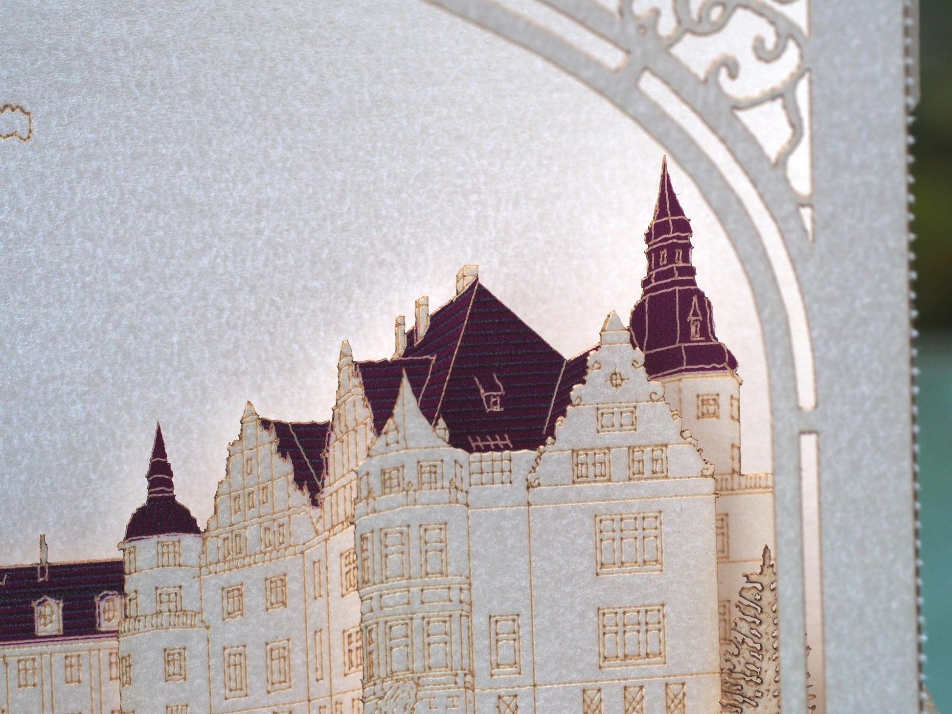 Moszna Castle wedding pop up invitation card. Paper pop up RSVP invite. Polish Pałac w Mosznej, Schloss Moschen- ColibriGift