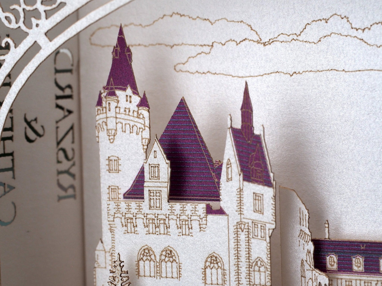 Moszna Castle wedding pop up invitation card. Paper pop up RSVP invite. Polish Pałac w Mosznej, Schloss Moschen- ColibriGift