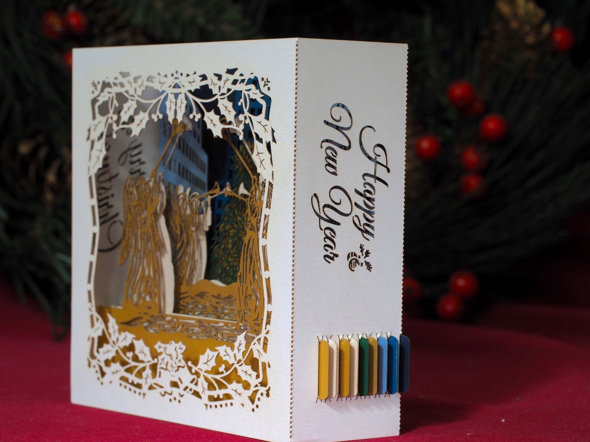 NYC Christmas Tree USA Christmas Happy New Year Merry Christmas Manhattan pop-up card - ColibriGift