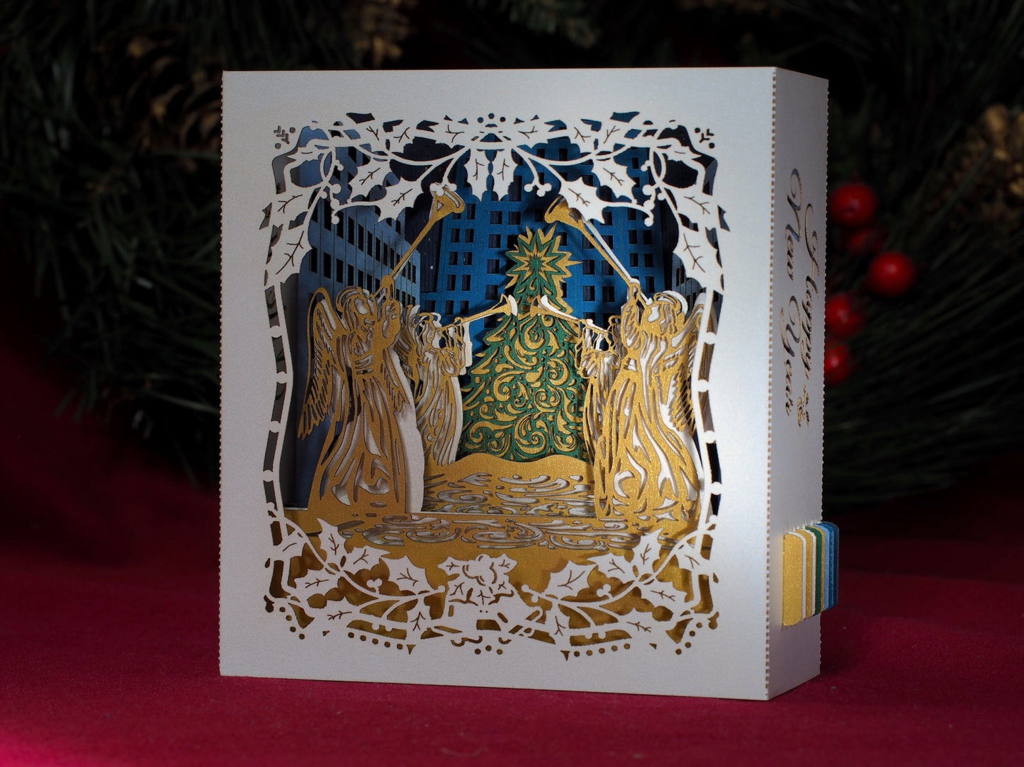 NYC Christmas Tree USA Christmas Happy New Year Merry Christmas Manhattan pop-up card - ColibriGift