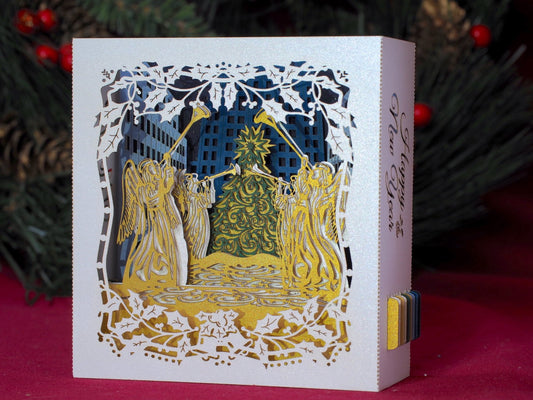 NYC Christmas Tree USA Christmas Happy New Year Merry Christmas Manhattan pop-up card - ColibriGift