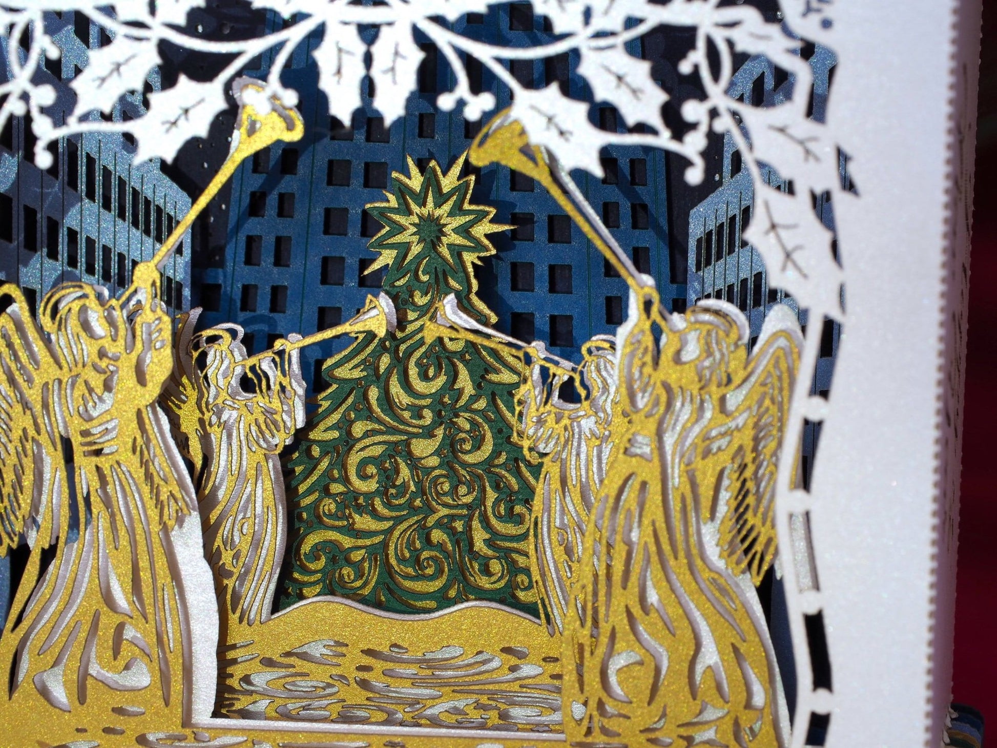 NYC Christmas Tree USA Christmas Happy New Year Merry Christmas Manhattan pop-up card - ColibriGift